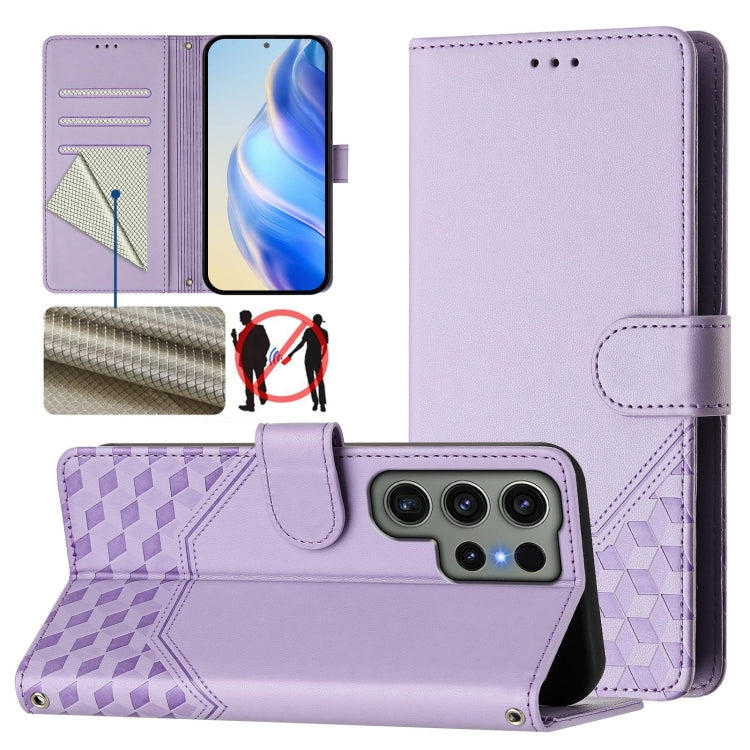 Honeycomb Embossing RFID Leather Phone Case, For Samsung Galaxy S24+ 5G, For Samsung Galaxy S24 5G, For Samsung Galaxy S23 FE 5G, For Samsung Galaxy S23 Ultra 5G, For Samsung Galaxy S23+ 5G