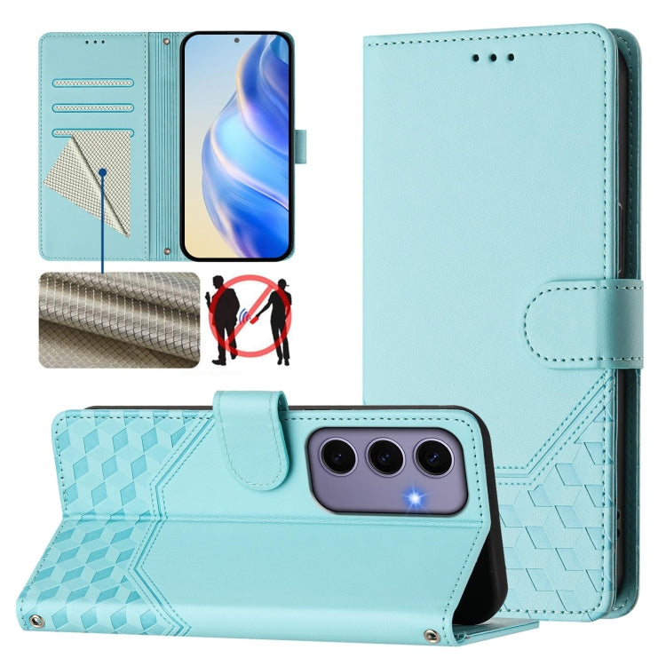 Honeycomb Embossing RFID Leather Phone Case, For Samsung Galaxy S24+ 5G, For Samsung Galaxy S24 5G, For Samsung Galaxy S23 FE 5G, For Samsung Galaxy S23 Ultra 5G, For Samsung Galaxy S23+ 5G