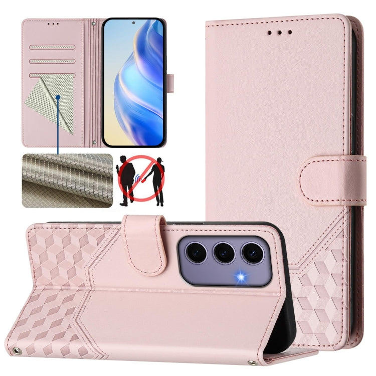 Honeycomb Embossing RFID Leather Phone Case, For Samsung Galaxy S24+ 5G, For Samsung Galaxy S24 5G, For Samsung Galaxy S23 FE 5G, For Samsung Galaxy S23 Ultra 5G, For Samsung Galaxy S23+ 5G