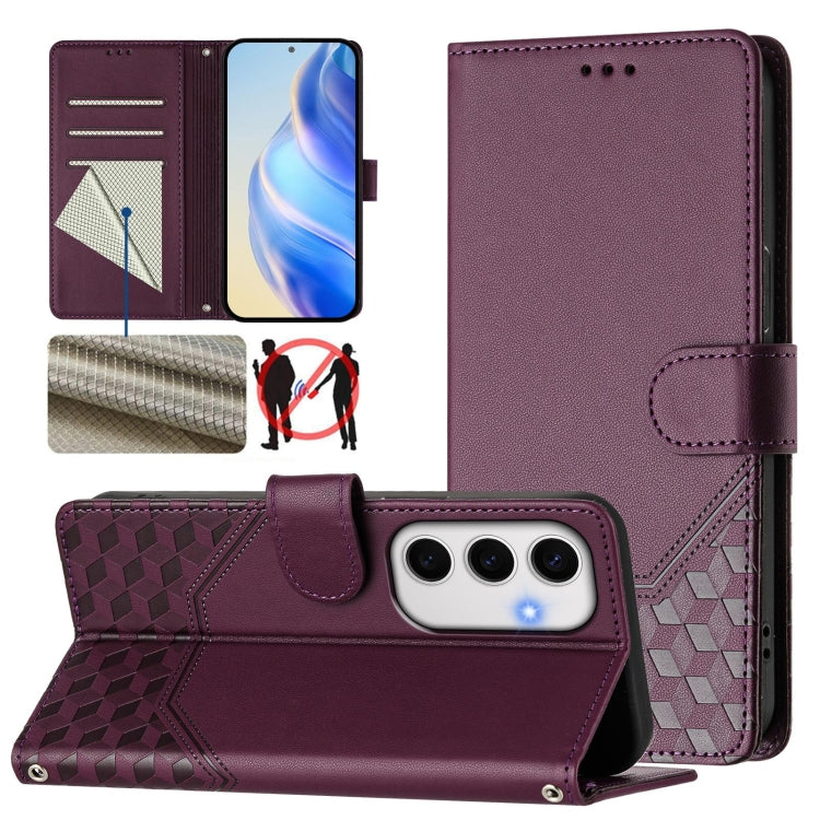 Honeycomb Embossing RFID Leather Phone Case, For Samsung Galaxy S25 5G, For Samsung Galaxy S25+ 5G, For Samsung Galaxy S25 Ultra 5G, For Samsung Galaxy S24 FE 5G, For Samsung Galaxy S24 Ultra 5G