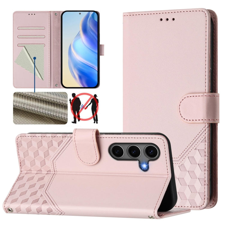 Honeycomb Embossing RFID Leather Phone Case, For Samsung Galaxy S25 5G, For Samsung Galaxy S25+ 5G, For Samsung Galaxy S25 Ultra 5G, For Samsung Galaxy S24 FE 5G, For Samsung Galaxy S24 Ultra 5G