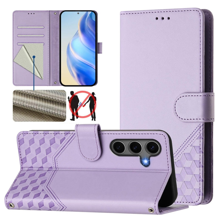 Honeycomb Embossing RFID Leather Phone Case, For Samsung Galaxy S25 5G, For Samsung Galaxy S25+ 5G, For Samsung Galaxy S25 Ultra 5G, For Samsung Galaxy S24 FE 5G, For Samsung Galaxy S24 Ultra 5G