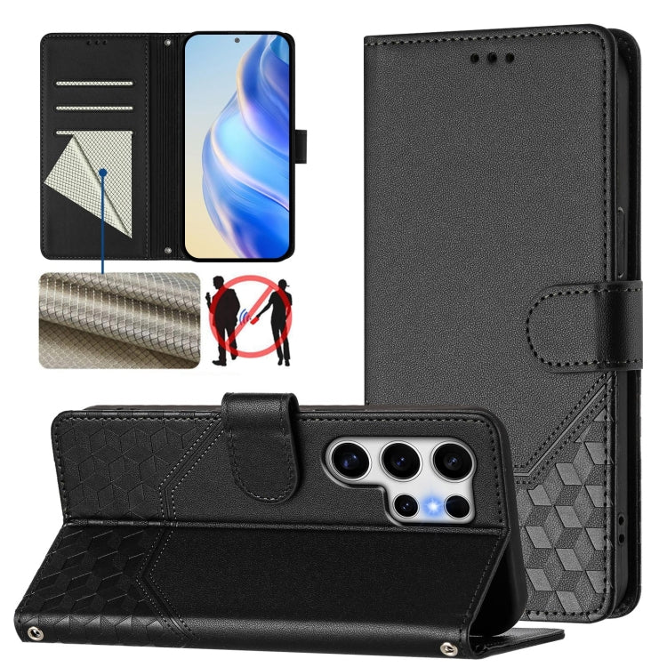 Honeycomb Embossing RFID Leather Phone Case, For Samsung Galaxy S25 5G, For Samsung Galaxy S25+ 5G, For Samsung Galaxy S25 Ultra 5G, For Samsung Galaxy S24 FE 5G, For Samsung Galaxy S24 Ultra 5G