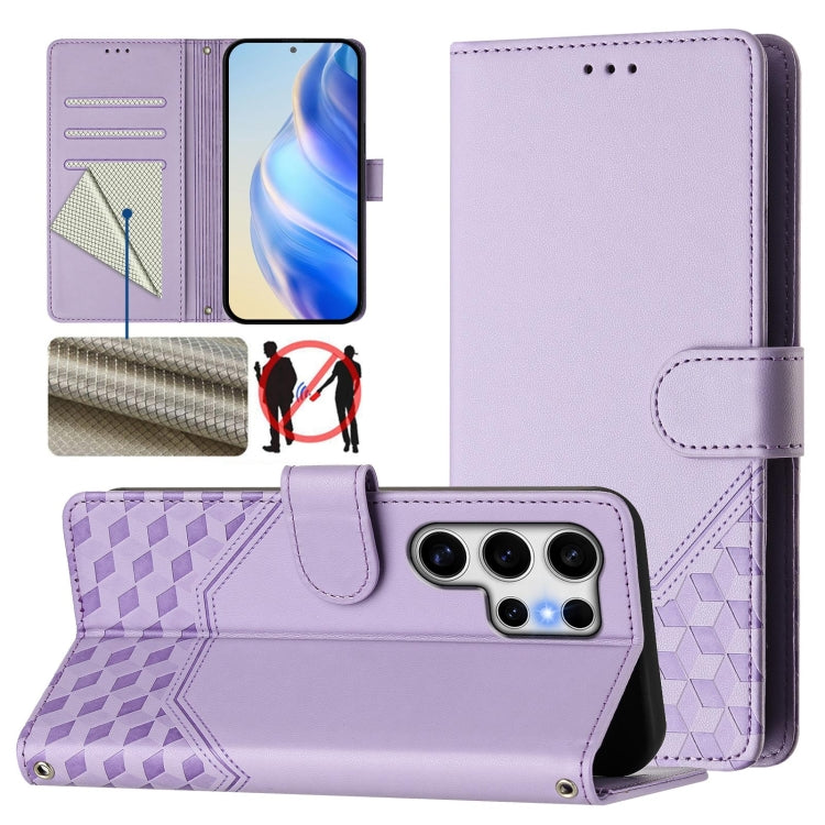 Honeycomb Embossing RFID Leather Phone Case, For Samsung Galaxy S25 5G, For Samsung Galaxy S25+ 5G, For Samsung Galaxy S25 Ultra 5G, For Samsung Galaxy S24 FE 5G, For Samsung Galaxy S24 Ultra 5G