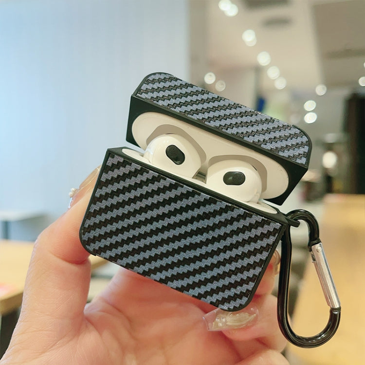 Carbon Fiber Square Leather Earphone Case with Hook, For AirPods 4, For AirPods Pro 2, For AirPods 3, For AirPods Pro, For AirPods 1 / 2