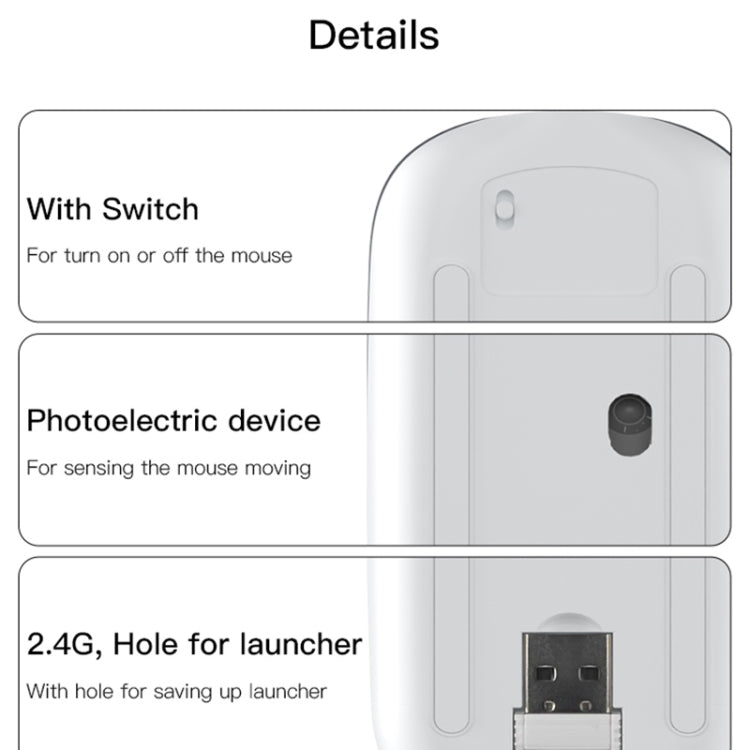 Yesido KB15 Slim 2.4G Rechargeable Wireless Optical Mouse, KB15