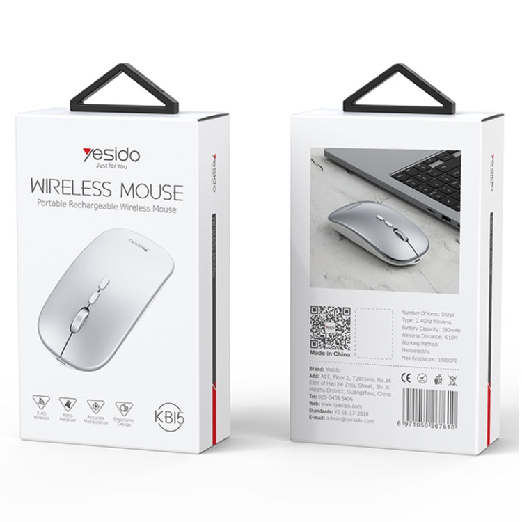 Yesido KB15 Slim 2.4G Rechargeable Wireless Optical Mouse, KB15