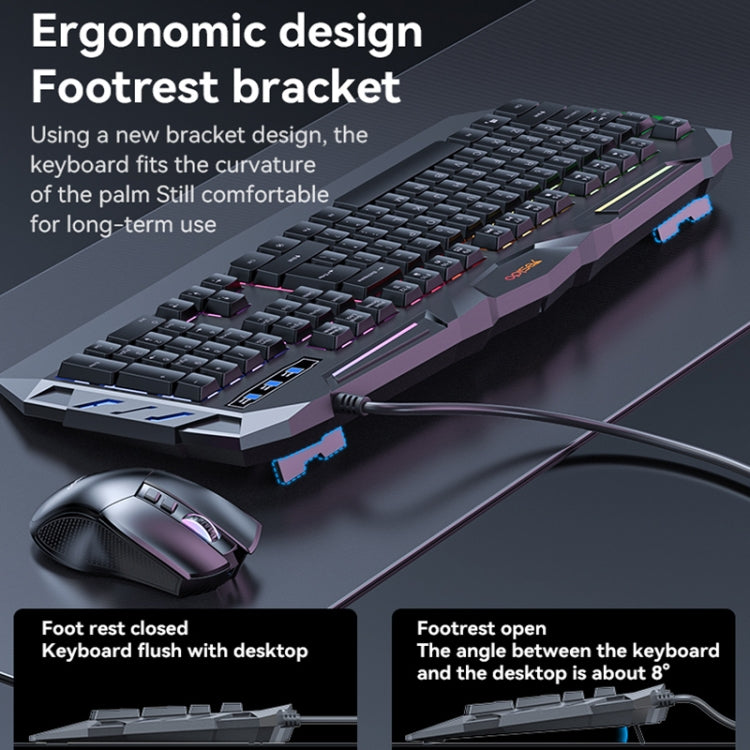 Yesido KB21 104-key 1.5m USB Wired Keyboard with Breathing Light, KB21