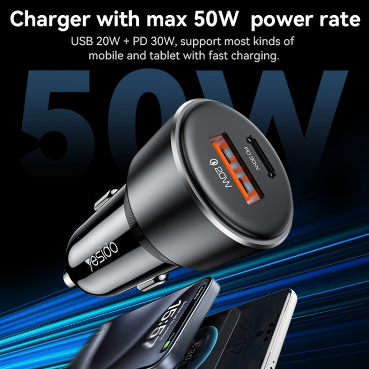 Yesido Y64 PD30W Type-C + QC20W USB Super Fast Car Charger, Y64