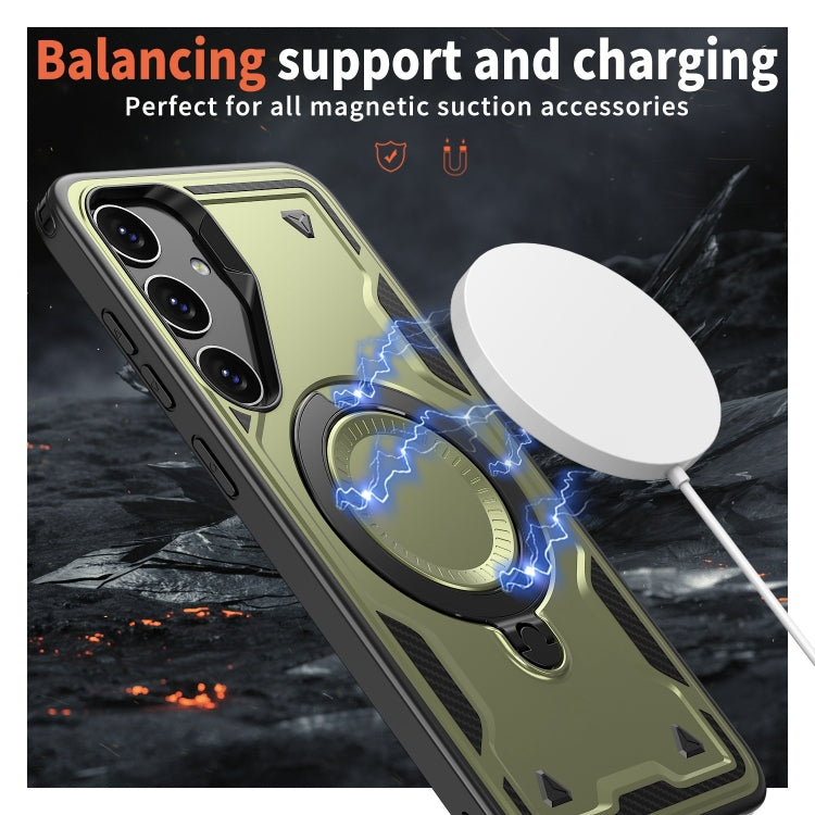 PC Hybrid TPU Armor MagSafe Ring Holder Phone Case, For Samsung Galaxy S24 5G, For Samsung Galaxy S23 Ultra 5G