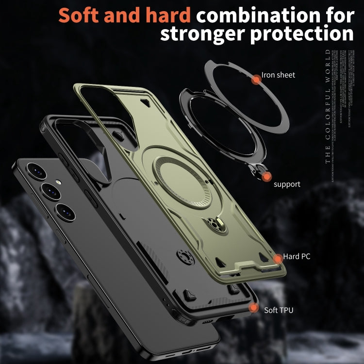 PC Hybrid TPU Armor MagSafe Ring Holder Phone Case, For Samsung Galaxy S24 5G, For Samsung Galaxy S23 Ultra 5G