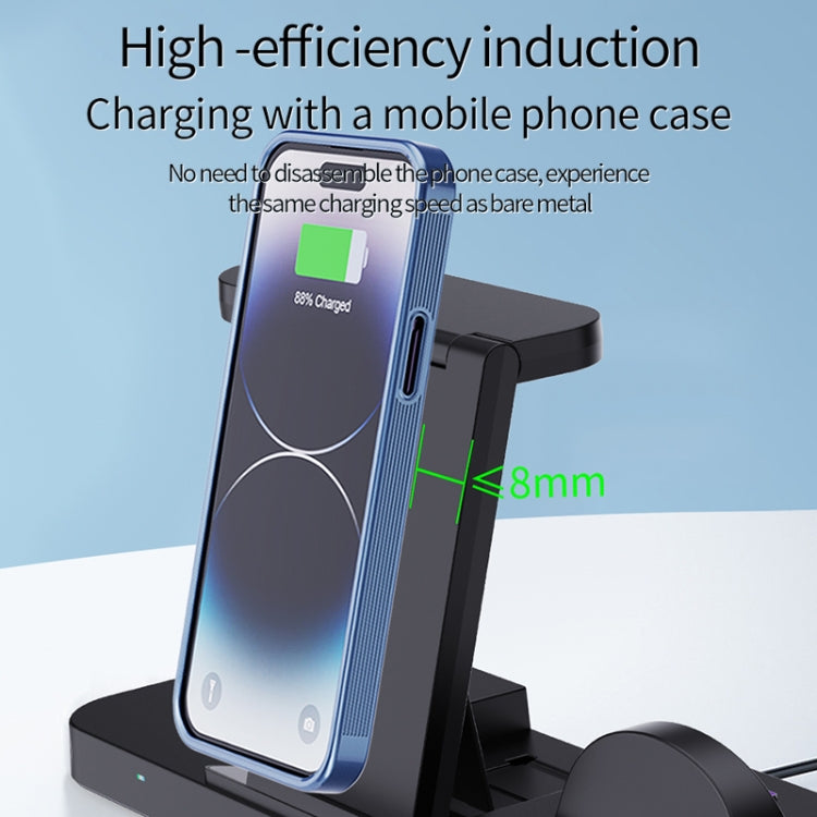 B21 6 in 1 Mobile Phone / Earphone Universal Foldable Wireless Charger, For Huawei Watch, For Samsung Galaxy Watch, For Apple Watch