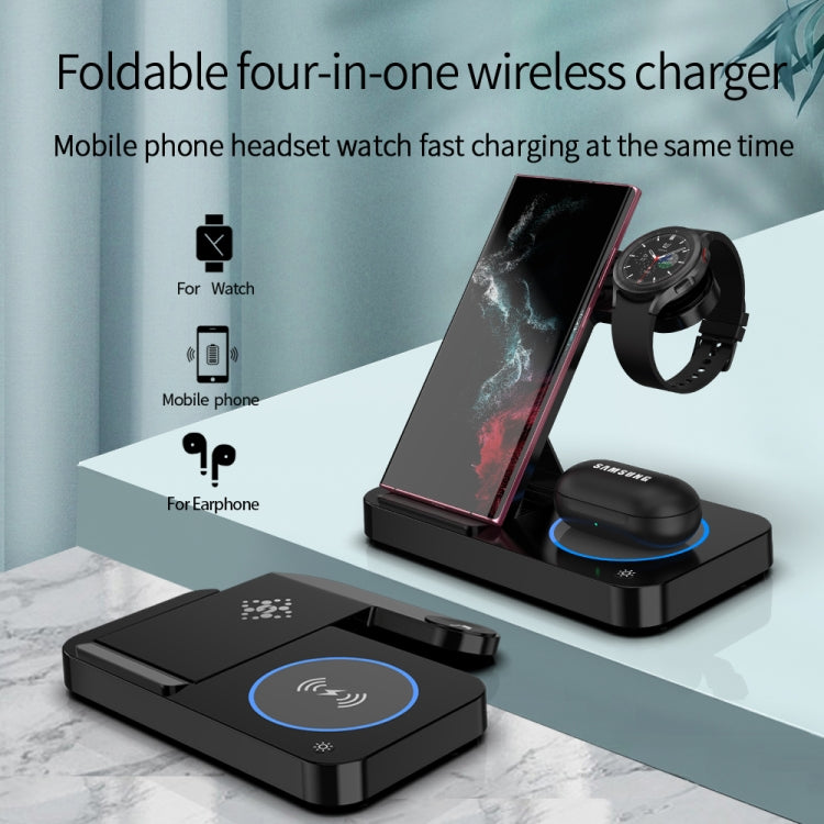 B18 4 in 1 Mobile Phone / Earphone Universal Foldable Wireless Charger, For Huawei Watch, For Samsung Galaxy Watch, For Apple Watch