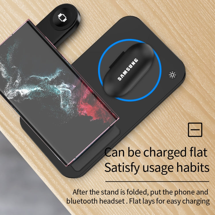 B18 4 in 1 Mobile Phone / Earphone Universal Foldable Wireless Charger, For Huawei Watch, For Samsung Galaxy Watch, For Apple Watch