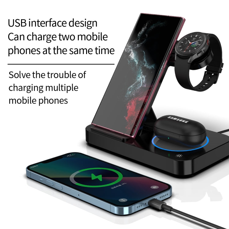 B18 4 in 1 Mobile Phone / Earphone Universal Foldable Wireless Charger, For Huawei Watch, For Samsung Galaxy Watch, For Apple Watch