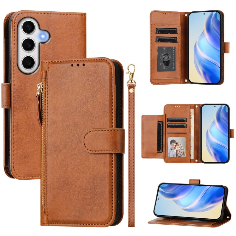 Multi-Card Slots Zipper Wallet Leather Phone Case, For Samsung Galaxy S25 5G, For Samsung Galaxy S25+ 5G, For Samsung Galaxy S25 Ultra 5G, For Samsung Galaxy S24 FE 5G, For Samsung Galaxy S24 Ultra 5G