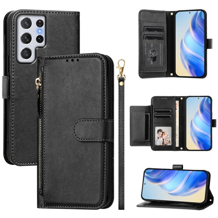 Multi-Card Slots Zipper Wallet Leather Phone Case, For Samsung Galaxy S23 5G, For Samsung Galaxy S22 Ultra 5G, For Samsung Galaxy S22+ 5G, For Samsung Galaxy S22 5G, For Samsung Galaxy S21 FE 5G