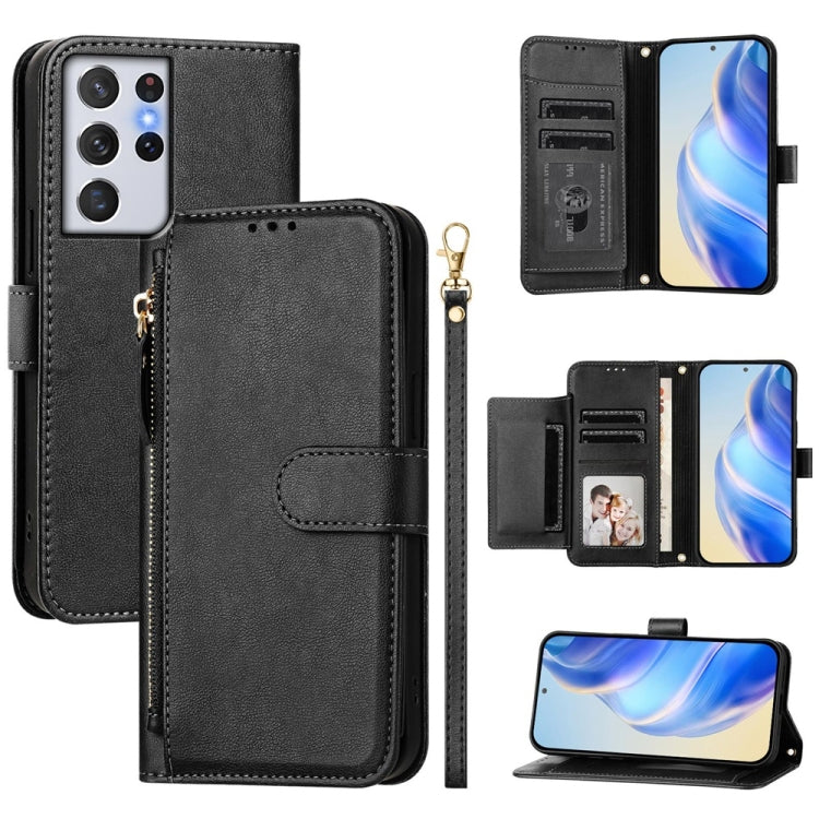 Multi-Card Slots Zipper Wallet Leather Phone Case, For Samsung Galaxy S21 5G, For Samsung Galaxy S21+ 5G, For Samsung Galaxy S21 Ultra 5G