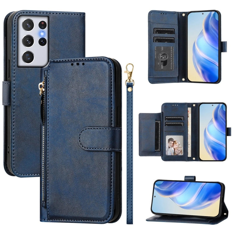 Multi-Card Slots Zipper Wallet Leather Phone Case, For Samsung Galaxy S21 5G, For Samsung Galaxy S21+ 5G, For Samsung Galaxy S21 Ultra 5G