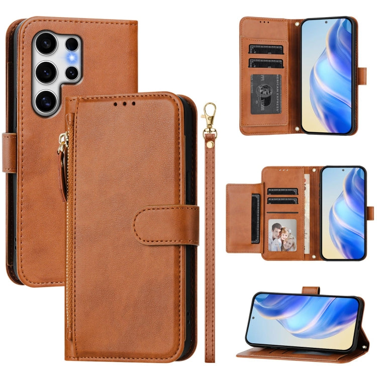 Multi-Card Slots Zipper Wallet Leather Phone Case, For Samsung Galaxy S25 5G, For Samsung Galaxy S25+ 5G, For Samsung Galaxy S25 Ultra 5G, For Samsung Galaxy S24 FE 5G, For Samsung Galaxy S24 Ultra 5G