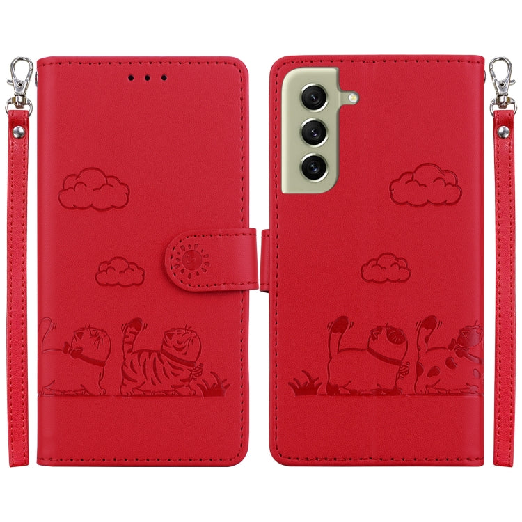 Cute Cats RFID Leather Phone Case, For Samsung Galaxy S21 FE 5G, For Samsung Galaxy S21 5G, For Samsung Galaxy S21+ 5G, For Samsung Galaxy S21 Ultra 5G