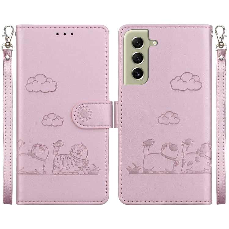 Cute Cats RFID Leather Phone Case, For Samsung Galaxy S21 FE 5G, For Samsung Galaxy S21 5G, For Samsung Galaxy S21+ 5G, For Samsung Galaxy S21 Ultra 5G