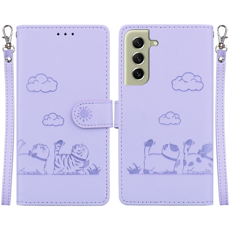 Cute Cats RFID Leather Phone Case, For Samsung Galaxy S21 FE 5G, For Samsung Galaxy S21 5G, For Samsung Galaxy S21+ 5G, For Samsung Galaxy S21 Ultra 5G