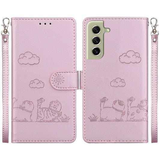 Cute Cats RFID Leather Phone Case, For Samsung Galaxy S21 FE 5G, For Samsung Galaxy S21 5G, For Samsung Galaxy S21+ 5G, For Samsung Galaxy S21 Ultra 5G