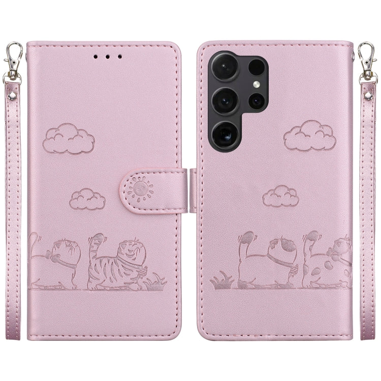 Cute Cats RFID Leather Phone Case, For Samsung Galaxy S25 5G, For Samsung Galaxy S25+ 5G, For Samsung Galaxy S25 Ultra 5G, For Samsung Galaxy S24 FE 5G, For Samsung Galaxy S24 Ultra 5G