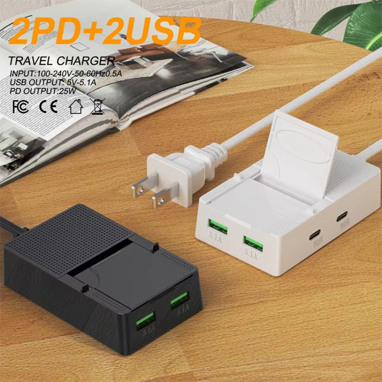 CY-PC03 50W 2 Type-C 2 USB Multi Ports Sharing Travel Charger, US Plug, EU Plug