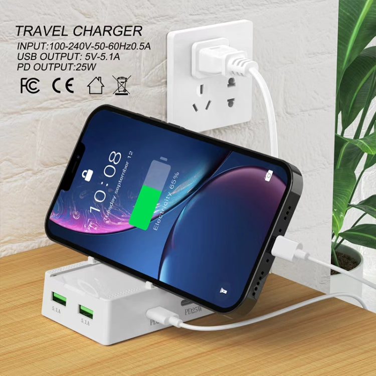 CY-PC03 50W 2 Type-C 2 USB Multi Ports Sharing Travel Charger, US Plug, EU Plug