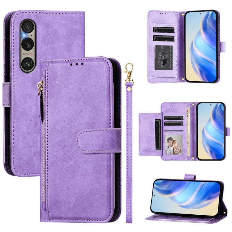 Multi-Card Slots Zipper Wallet Leather Phone Case, For Sony Xperia 10 VI, For Sony Xperia 1 VI, For Sony Xperia 5 VI, For Sony Xperia 5 V, For Sony Xperia 1 V