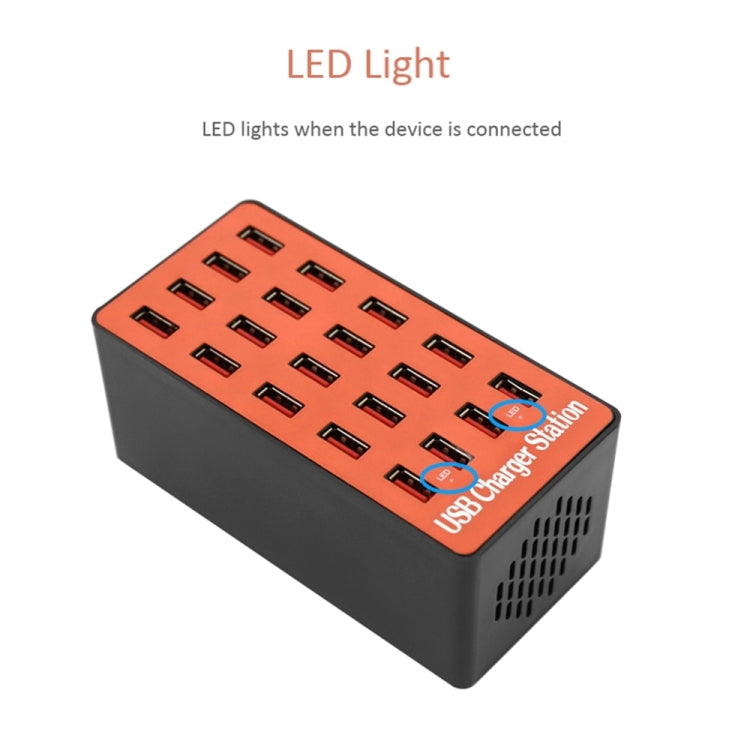 WLX-A5 90W 20 Ports USB Automatic Allocation Smart Charging Station with Indicator Light, WLX-A5 US Plug, WLX-A5 EU Plug, WLX-A5 UK Plug, WLX-A5 AU Plug