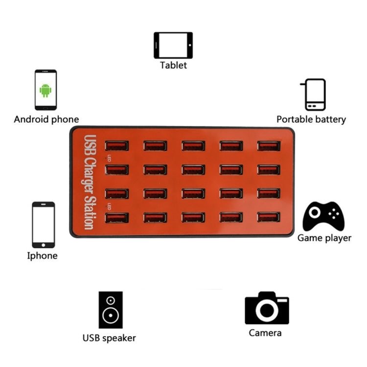 WLX-A5 90W 20 Ports USB Automatic Allocation Smart Charging Station with Indicator Light, WLX-A5 US Plug, WLX-A5 EU Plug, WLX-A5 UK Plug, WLX-A5 AU Plug