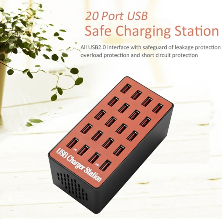 WLX-A5 90W 20 Ports USB Automatic Allocation Smart Charging Station with Indicator Light, WLX-A5 US Plug, WLX-A5 EU Plug, WLX-A5 UK Plug, WLX-A5 AU Plug