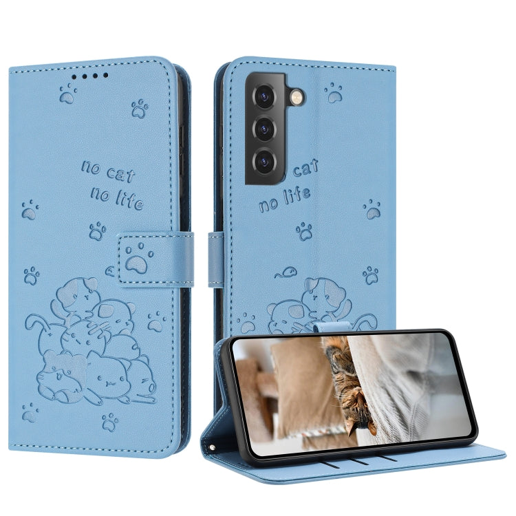 Embossed Kitten Phone Leather Case with Lanyard
