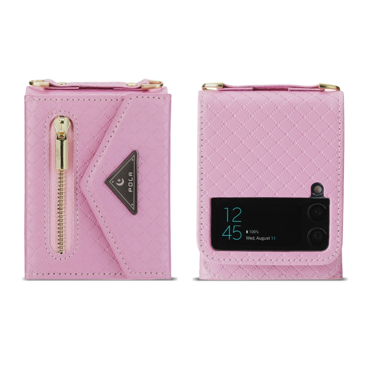 POLA Grid Texture Multi-Card Slots Zipper Wallet Phone Case