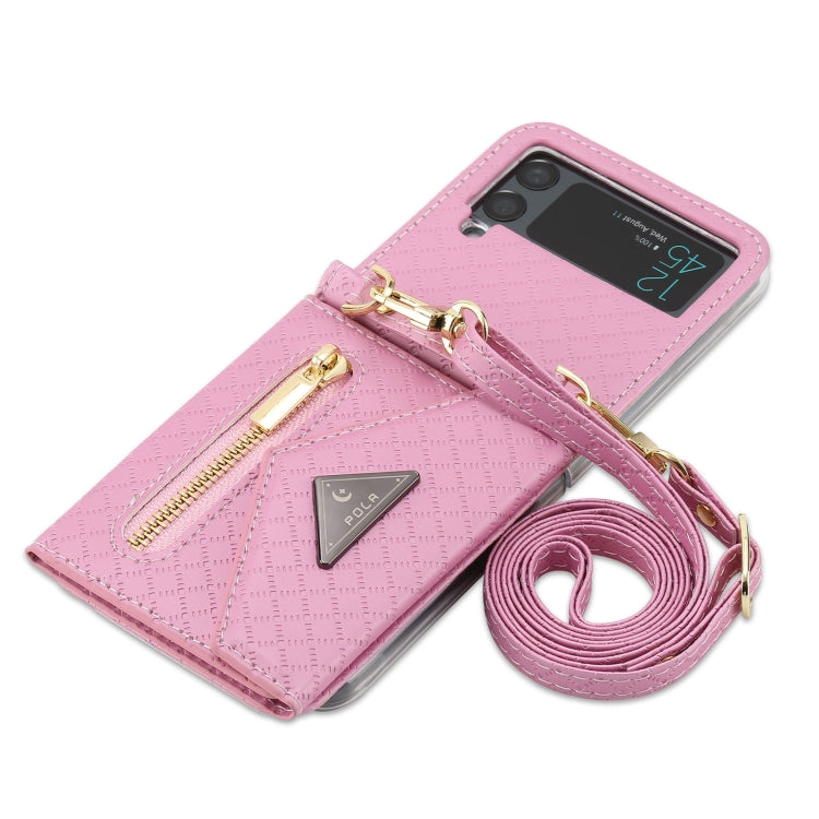 POLA Grid Texture Multi-Card Slots Zipper Wallet Phone Case