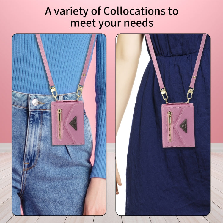 POLA Grid Texture Multi-Card Slots Zipper Wallet Phone Case