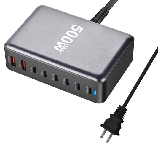 500W GaN 6 Type-C 2 USB Multi Ports Sharing Desktop Charger, US Plug, EU Plug, UK Plug, AU Plug