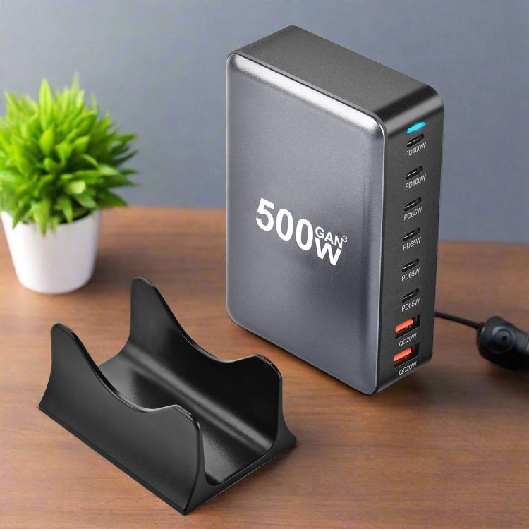 500W GaN 6 Type-C 2 USB Multi Ports Sharing Desktop Charger, US Plug, EU Plug, UK Plug, AU Plug