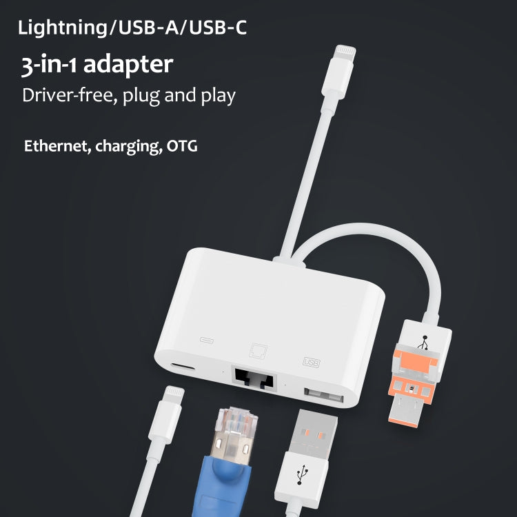 NK-107TL Pro USB-C / Type-C, 8 Pin, USB to 8 Pin, USB, RJ45 Multi-function Adapter, NK-107TL Pro