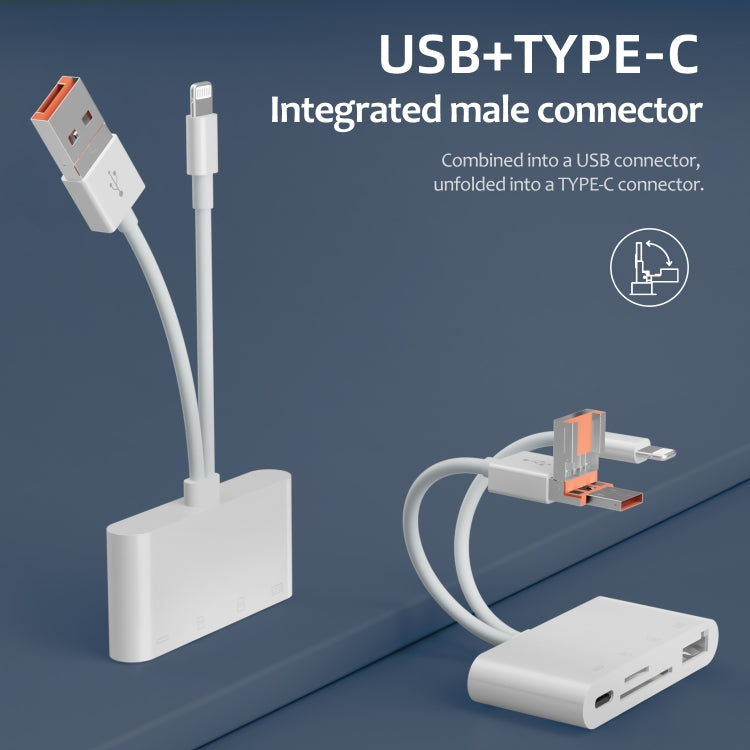 NK-108TL Pro USB-C / Type-C, 8 Pin, USB to USB-C / Type-C, USB, TF, SD Card Multi-function Card Reader Adapter, NK-108TL Pro