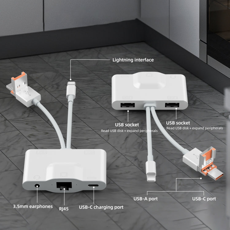 NK-1033TL Pro USB-C / Type-C, 8 Pin, USB to USB-C / Type-C, 2 x USB, RJ45, 3.5mm Multi-function Adapter, NK-1033TL Pro