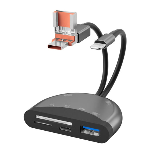 NK-1052TL Pro USB-C / Type-C, 8 Pin, USB to USB-C / Type-C, 3 x USB, TF / SD Card Multi-function Adapter, NK-1052TL Pro