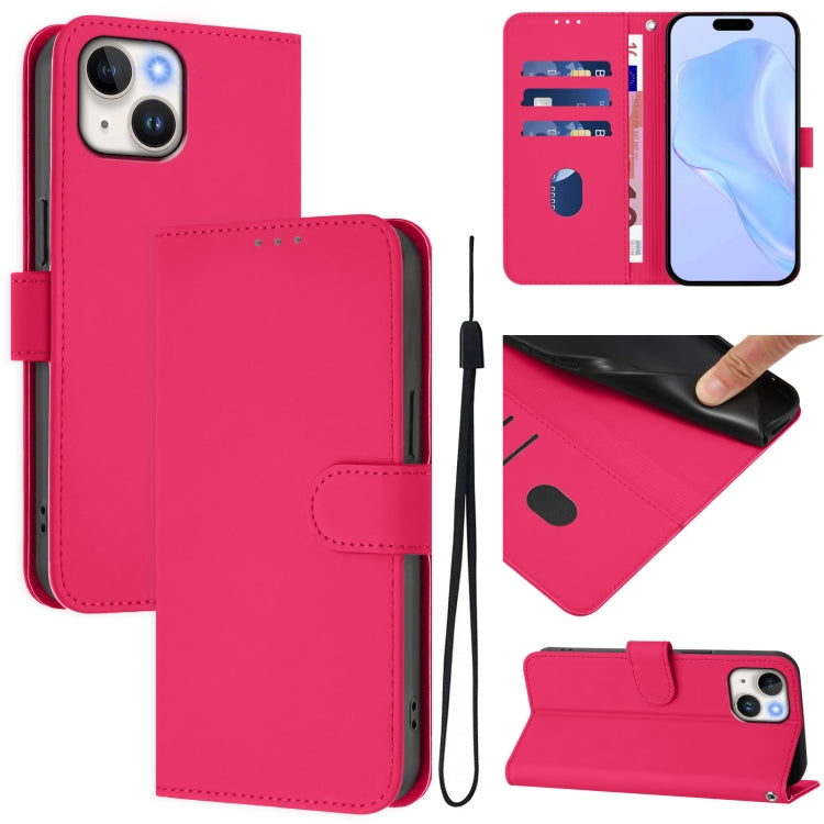 Skin Feel Solid Color Leather Phone Case with Lanyard, For iPhone 12 mini