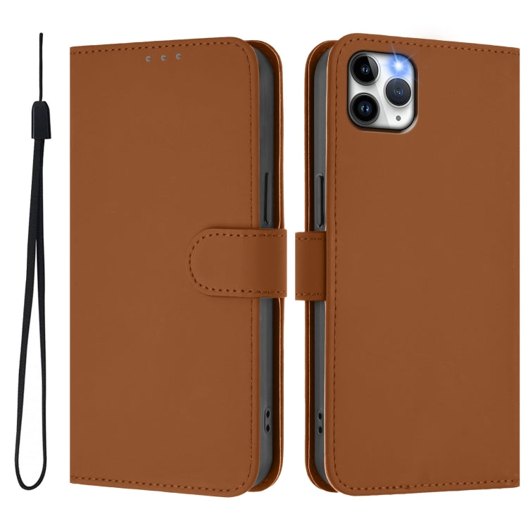Skin Feel Solid Color Leather Phone Case with Lanyard