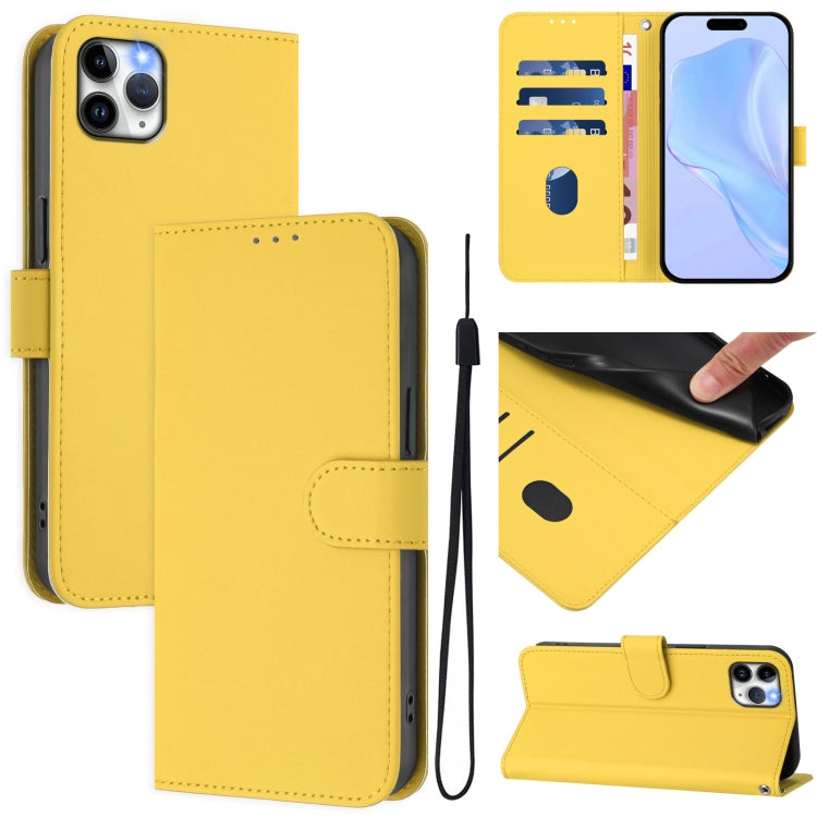 Skin Feel Solid Color Leather Phone Case with Lanyard