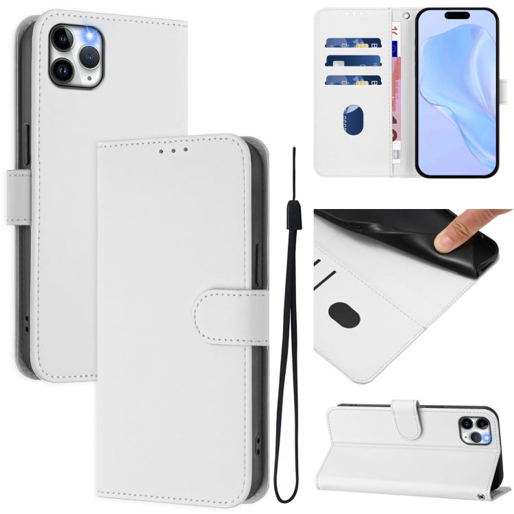 Skin Feel Solid Color Leather Phone Case with Lanyard