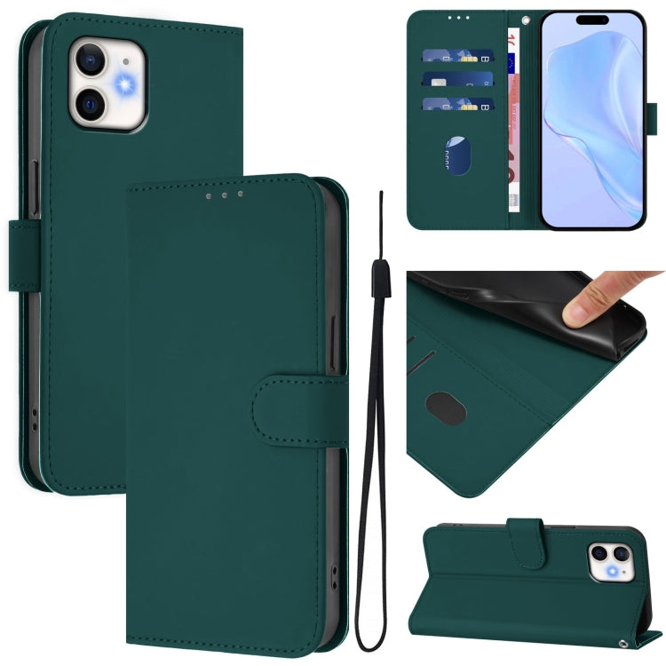 Skin Feel Solid Color Leather Phone Case with Lanyard